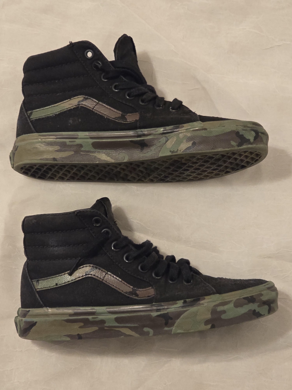 Vans Sk8-Hi Black with Green Camo Canvas Sneakers